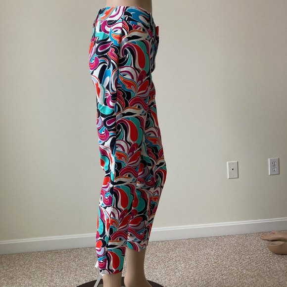 Banana Republic Capri Pants Women Size 2 Summer Cropped Bright Colorful Floral - Picture 4 of 12